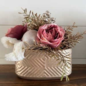 Rose gold blush winter floral arrangement